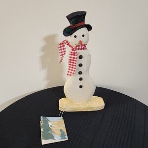 Vintage Wooden Snowman Figments of Folklore Collection International Christmas